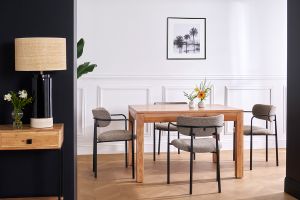 Chaises en tissu texturé taupe et métal noir (lot de 2) SWIFT