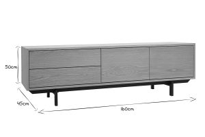 Meuble TV finition bois chêne avec rangements fermés L160 cm MANNY