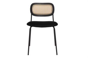 Chaises design en velours noir, métal noir et cannage rotin (lot de 2) MIRANDA