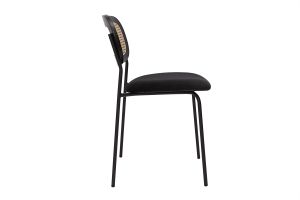 Chaises design en velours noir, métal noir et cannage rotin (lot de 2) MIRANDA