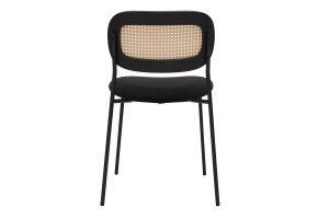 Chaises design en velours noir, métal noir et cannage rotin (lot de 2) MIRANDA