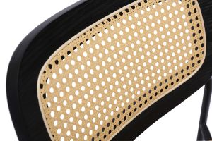 Chaises design en tissu effet velours texturé bronze, métal noir et cannage rotin (lot de 2) MIRANDA