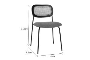 Chaises design en tissu effet velours texturé bronze, métal noir et cannage rotin (lot de 2) MIRANDA