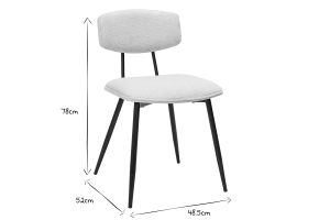 Chaises vintage en bois clair chêne assises tissu chenille beige et métal noir (lot de 2) JOLINE