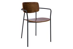 Chaises en bois foncé noyer et métal noir (lot de 2) SUSAN