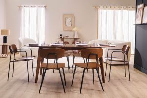 Chaises en bois foncé noyer et métal noir (lot de 2) SUSAN