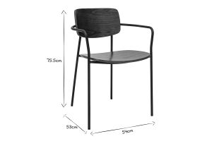 Chaises en bois foncé noyer et métal noir (lot de 2) SUSAN