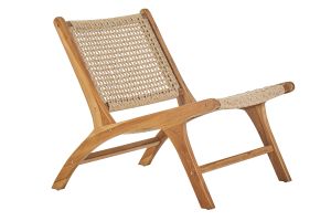 Fauteuil lounge en bois teck massif et corde tressée SUMBA