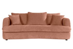 Canapé déhoussable 3-4 places design haricot en tissu effet velours terre brûlée SACHA
