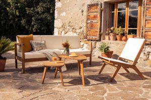 Fauteuil lounge de jardin en bois massif MALIBU