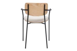 Chaises en bois clair chêne, tissu effet velours texturé beige et métal noir (lot de 2) SUSAN