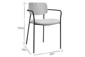 Chaises en bois clair chêne, tissu effet velours texturé beige et métal noir (lot de 2) SUSAN