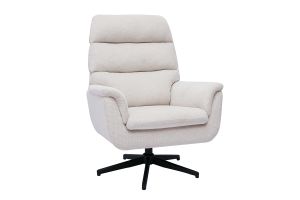Fauteuil pivotant en tissu chenille beige et métal noir JONAH