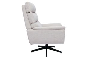 Fauteuil pivotant en tissu chenille beige et métal noir JONAH