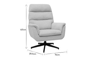 Fauteuil pivotant en tissu chenille beige et métal noir JONAH