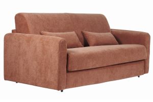 Canapé convertible 3 places en tissu effet velours terre brûlée avec matelas 13 cm LETTO