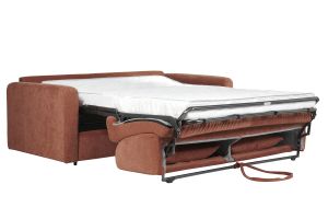 Canapé convertible 3 places en tissu effet velours terre brûlée avec matelas 13 cm LETTO
