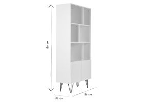 Bibliothèque design gravée blanc mat et métal doré 2 portes L86 cm OZEN