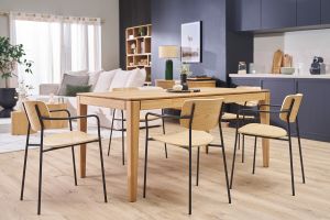 Chaises en bois clair chêne et métal noir (lot de 2) SUSAN