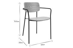 Chaises en bois clair chêne et métal noir (lot de 2) SUSAN