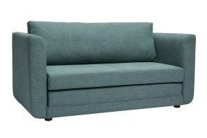 Canapé convertible 2 places en tissu vert de gris LEON