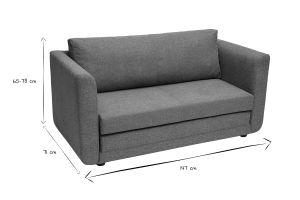 Canapé convertible 2 places en tissu vert de gris LEON