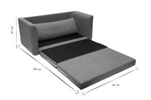 Canapé convertible 2 places en tissu vert de gris LEON