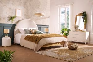 Commode blanche mat et métal doré 6 tiroirs L120 cm GIANA