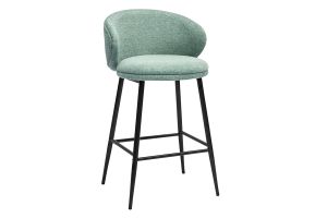 Sgabelli da bar design in tessuto effetto velluto testurizzato color verde chiaro e metallo nero (lotto di 2) ROSALIE