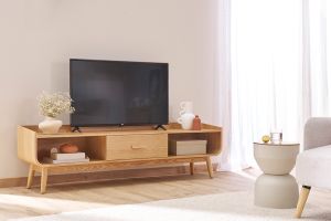 Table d'appoint ronde design avec rangement en métal grège et bois manguier massif D30 cm YOYO
