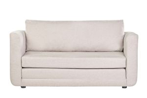 Canapé convertible 2 places en tissu effet velours texturé beige LEON