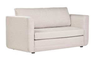 Canapé convertible 2 places en tissu effet velours texturé beige LEON