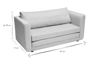 Canapé convertible 2 places en tissu effet velours texturé beige LEON