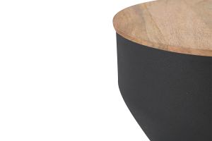 Table d'appoint ronde design avec rangement en métal gris anthracite et bois manguier massif D30 cm YOYO