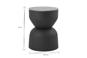 Table d'appoint ronde design avec rangement en métal gris anthracite et bois manguier massif D30 cm YOYO