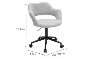 Chaise de bureau à roulettes design en tissu effet velours texturé beige et métal noir JESSY