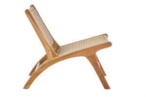 Fauteuil lounge en bois teck massif et corde tressée SUMBA
