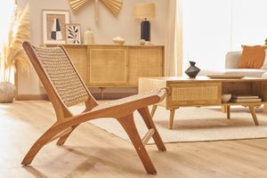 Fauteuil lounge en bois teck massif et corde tressée SUMBA