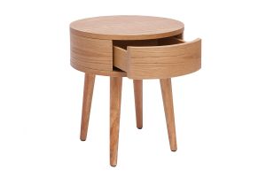 Tables de chevet rondes en bois clair avec tiroir (lot de 2) JUDITH
