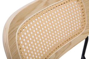 Chaises design en tissu effet velours texturé beige, métal noir et cannage rotin (lot de 2) MIRANDA
