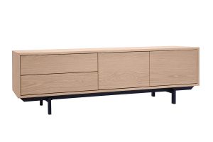 Meuble TV finition bois chêne avec rangements fermés L160 cm MANNY
