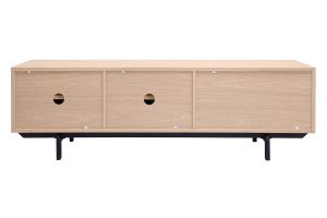 Meuble TV finition bois chêne avec rangements fermés L160 cm MANNY