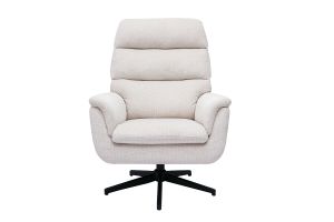 Poltrona girevole in tessuto di velluto beige e metallo nero JONAH