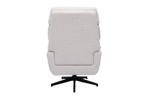 Poltrona girevole in tessuto di velluto beige e metallo nero JONAH