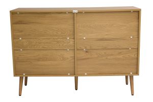 Commode finition bois clair, cannage en rotin et métal noir 6 tiroirs L120 cm MANILLE