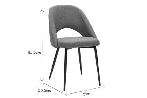 Chaises vintage en tissu vert de gris et métal noir (lot de 2) COSETTE