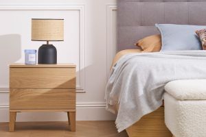 Tables de chevet avec rangements 2 tiroirs scandinave bois clair chêne (lot de 2) FREDDY