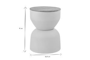 Tavolino rotondo design con vano portaoggetti in metallo greige e legno di mango massiccio D30 cm YOYO