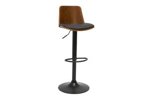 Tabouret de bar réglable noir et bois foncé DOA