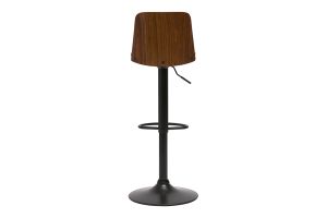 Tabouret de bar réglable noir et bois foncé DOA